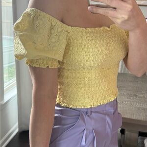 Yellow Off-Shoulder Women Top
